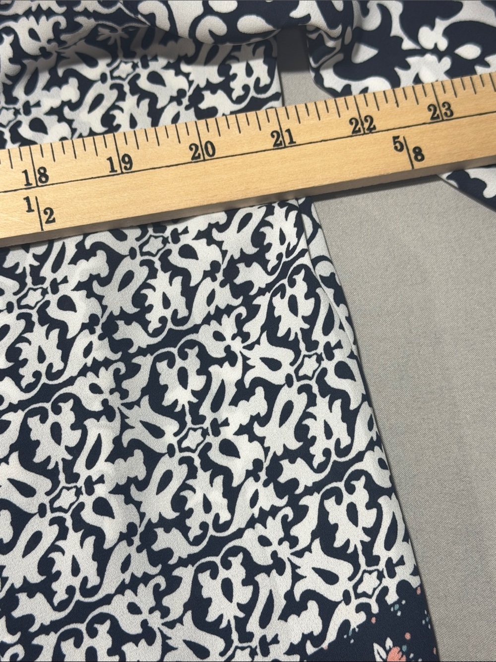 LOFT Navy, White & Blue Mixed Print Button-Front Top - Picture 4 of 7